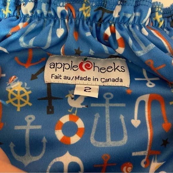 Applecheeks 2 Piece Swimming Set Bathing Suit Swim Diaper and Rash Guard 12-24 - Picture 8 of 9